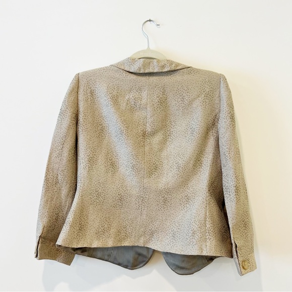 Giorgio Armani Silk Linen Blazer Womens Tan Shawl Neckline Single Breast Size 44 - Picture 2 of 5